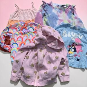 2T Girls Bundle of 5 Pieces Tops & Hoodie Set - Hoodie + Swimsuit